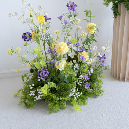 Yellow & Purple Floral Row – Wedding Aisle Decor