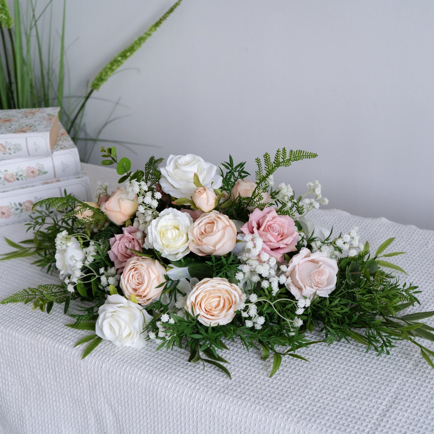 Blush Pink Floral Table Arrangement – Wedding Table Decor