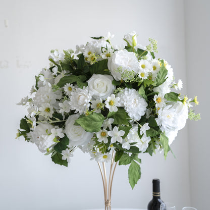 White & Greenery Floral Centerpiece – Wedding Table Decor
