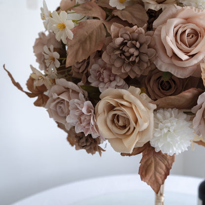 Champagne Floral Centerpiece – Wedding Table Decor