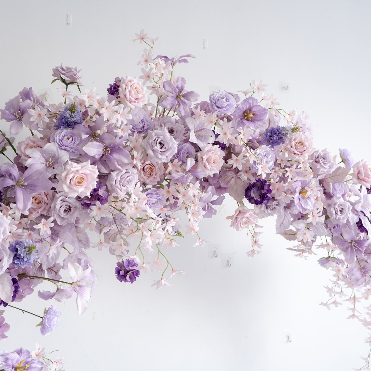 Purple Floral Horn Wedding Arch for Ceremony & Reception – Bridal Backdrop & Photo Zone Decoration