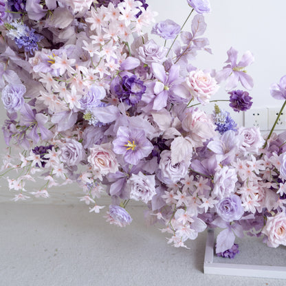 Purple Floral Horn Wedding Arch for Ceremony & Reception – Bridal Backdrop & Photo Zone Decoration