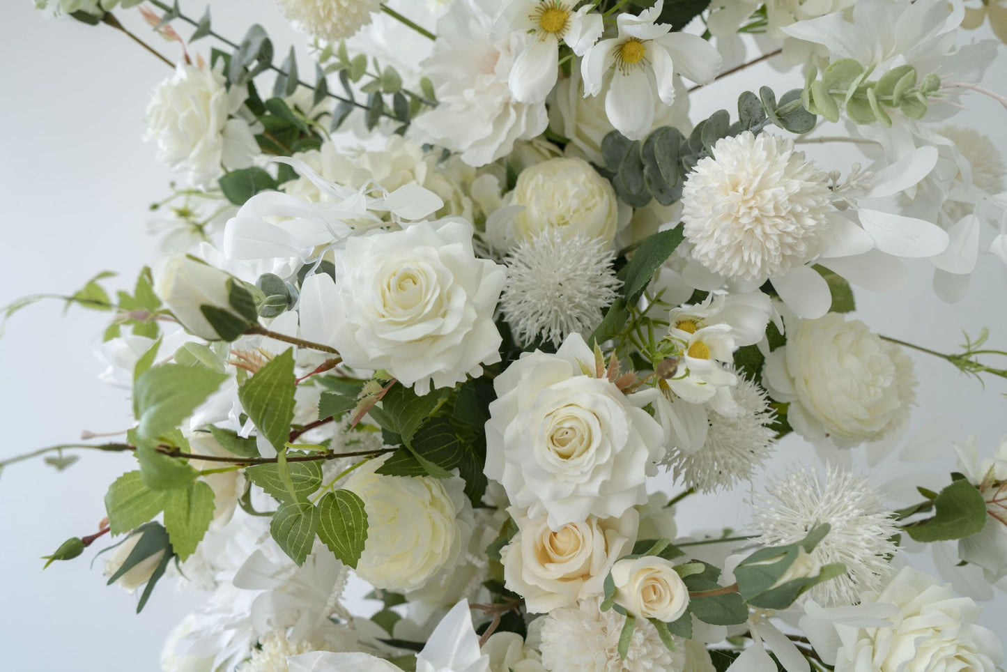 2-Piece Adjustable White Floral Wedding Arch Set (6–7 ft) – Easy DIY Backdrop