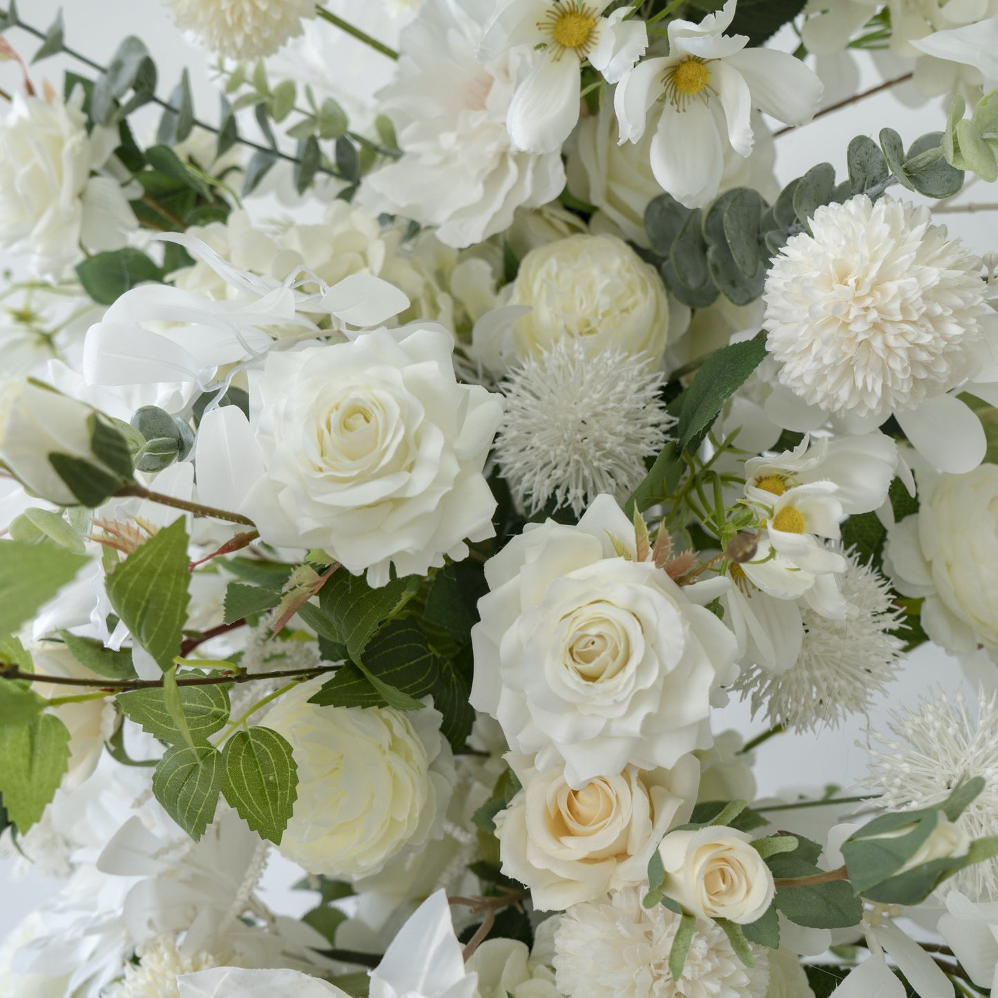 2-Piece Adjustable White Floral Wedding Arch Set (6–7 ft) – Easy DIY Backdrop