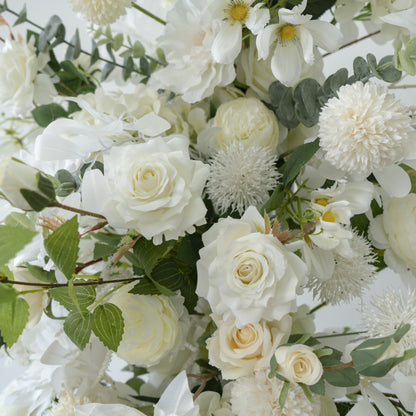2-Piece Adjustable White Floral Wedding Arch Set (6–7 ft) – Easy DIY Backdrop