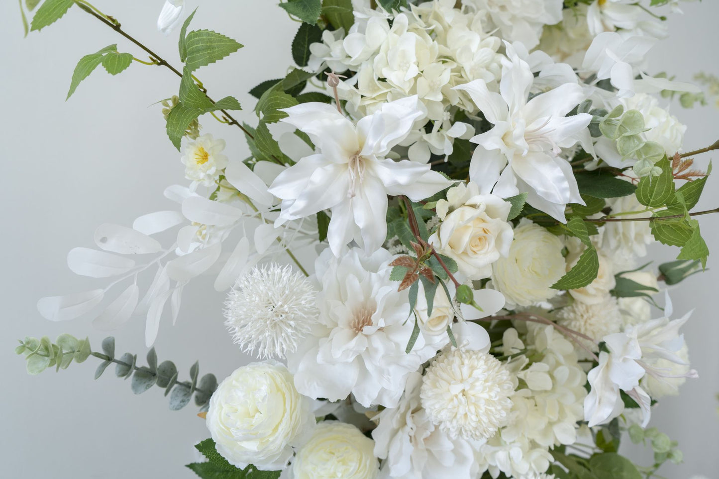 2-Piece Adjustable White Floral Wedding Arch Set (6–7 ft) – Easy DIY Backdrop
