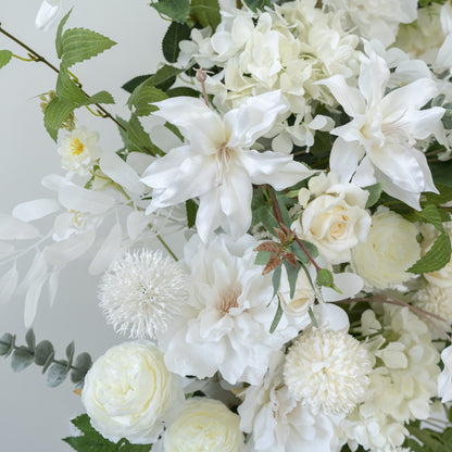 2-Piece Adjustable White Floral Wedding Arch Set (6–7 ft) – Easy DIY Backdrop