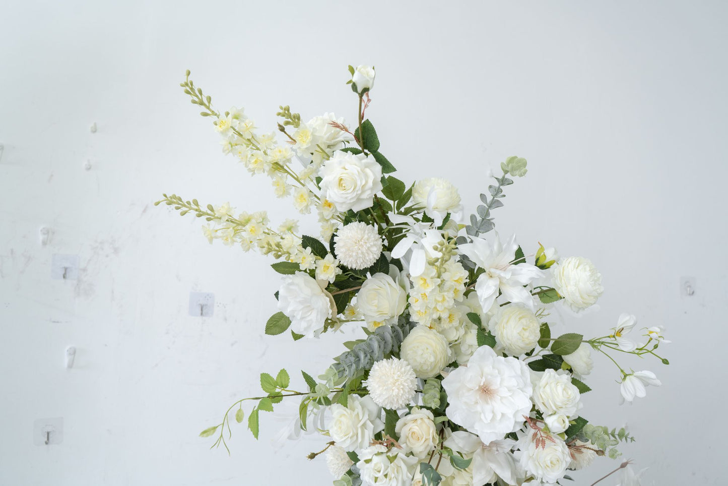 2-Piece Adjustable White Floral Wedding Arch Set (6–7 ft) – Easy DIY Backdrop