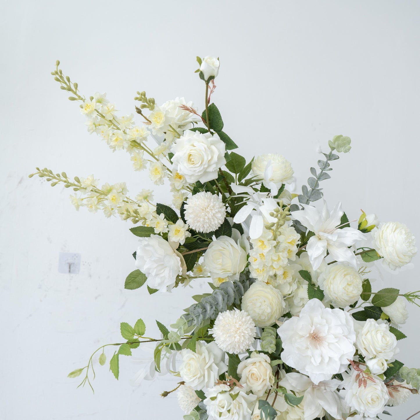 2-Piece Adjustable White Floral Wedding Arch Set (6–7 ft) – Easy DIY Backdrop
