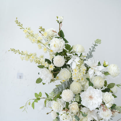 2-Piece Adjustable White Floral Wedding Arch Set (6–7 ft) – Easy DIY Backdrop