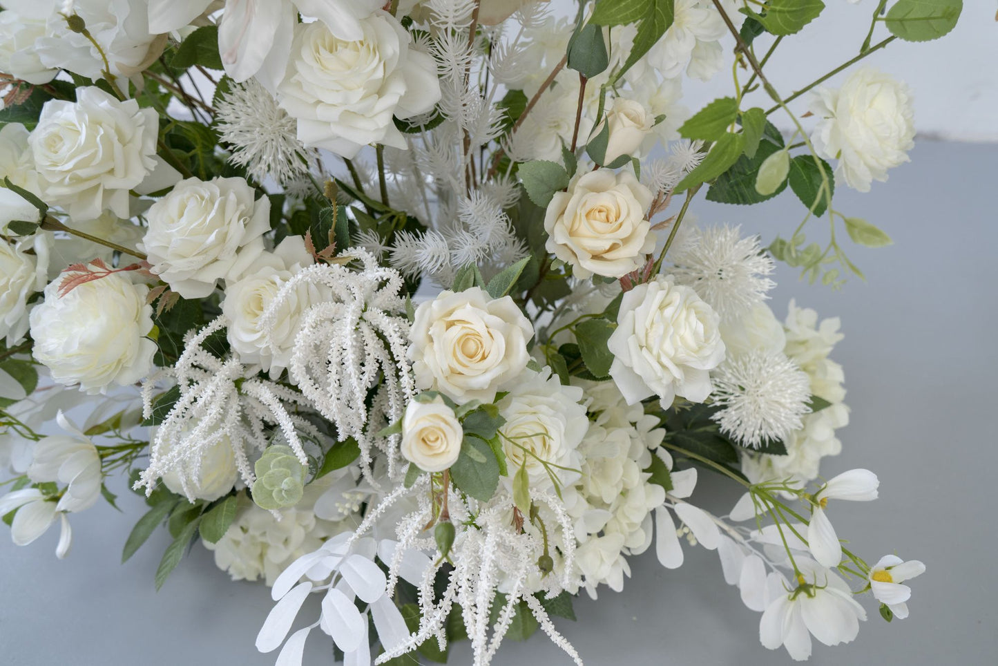 2-Piece Adjustable White Floral Wedding Arch Set (6–7 ft) – Easy DIY Backdrop