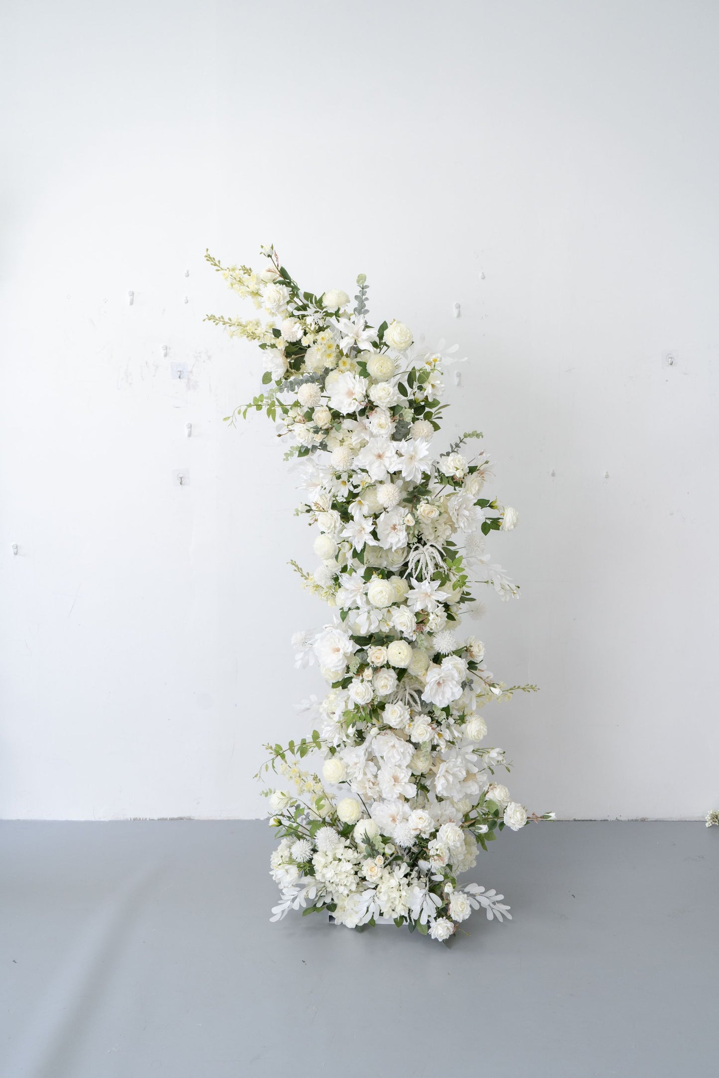 2-Piece Adjustable White Floral Wedding Arch Set (6–7 ft) – Easy DIY Backdrop