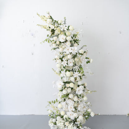 2-Piece Adjustable White Floral Wedding Arch Set (6–7 ft) – Easy DIY Backdrop