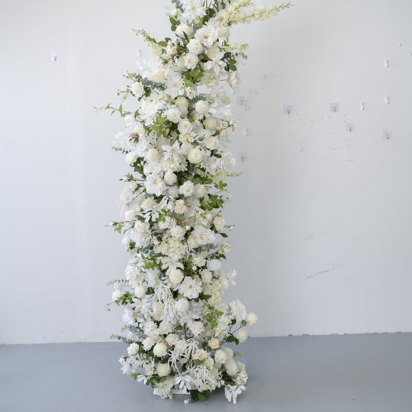 2-Piece Adjustable White Floral Wedding Arch Set (6–7 ft) – Easy DIY Backdrop