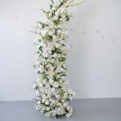2-Piece Adjustable White Floral Wedding Arch Set (6–7 ft) – Easy DIY Backdrop