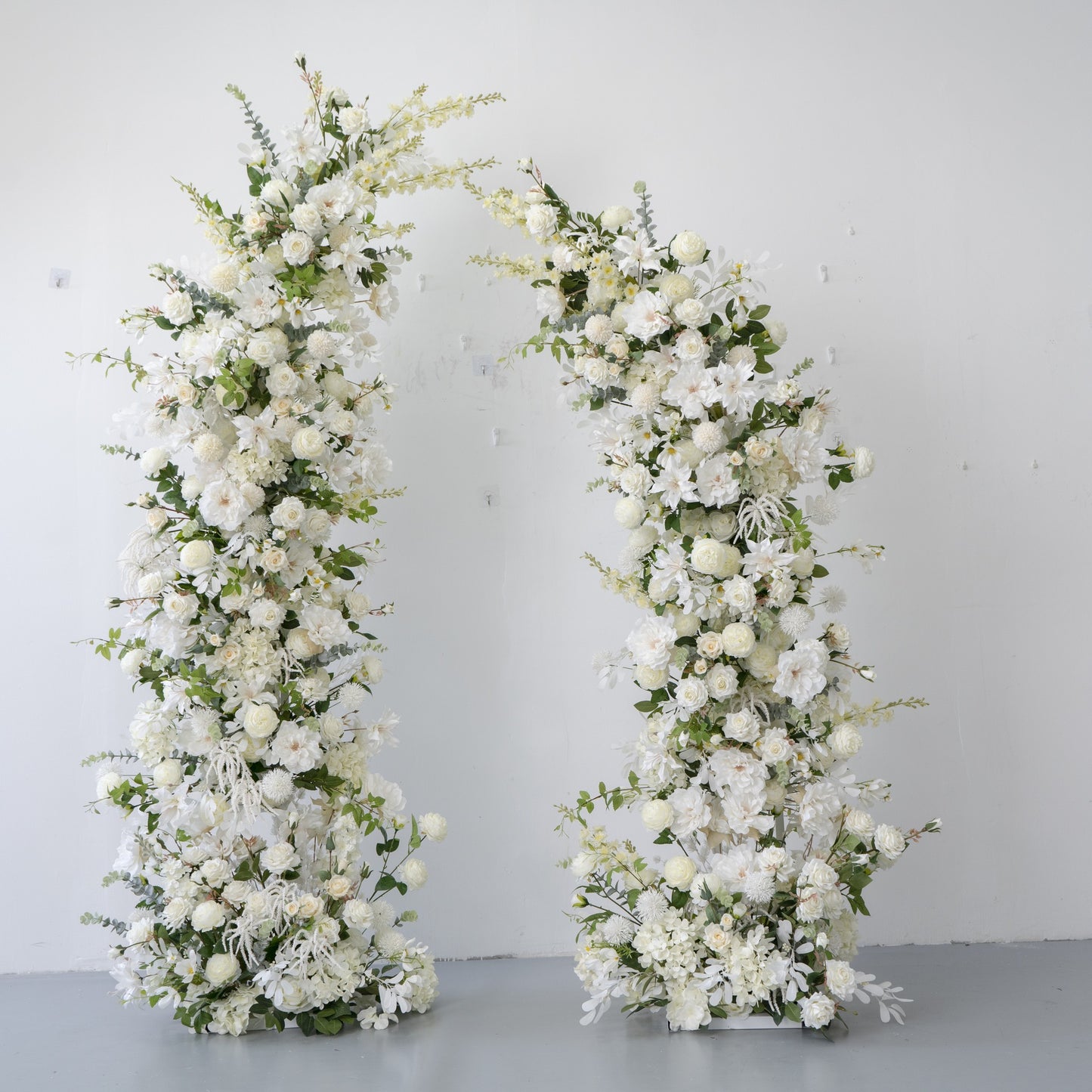 2-Piece Adjustable White Floral Wedding Arch Set (6–7 ft) – Easy DIY Backdrop