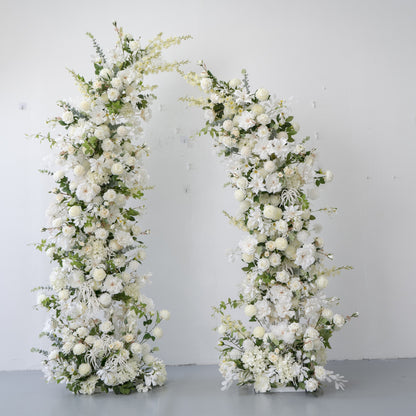 2-Piece Adjustable White Floral Wedding Arch Set (6–7 ft) – Easy DIY Backdrop