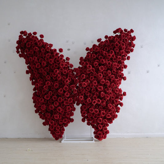 Red Butterfly Floral Horn Arch for Wedding Ceremony & Reception – Bridal Backdrop & Photo Zone Decoration