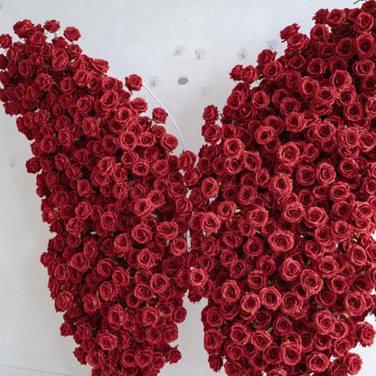 Red Butterfly Floral Horn Arch for Wedding Ceremony & Reception – Bridal Backdrop & Photo Zone Decoration