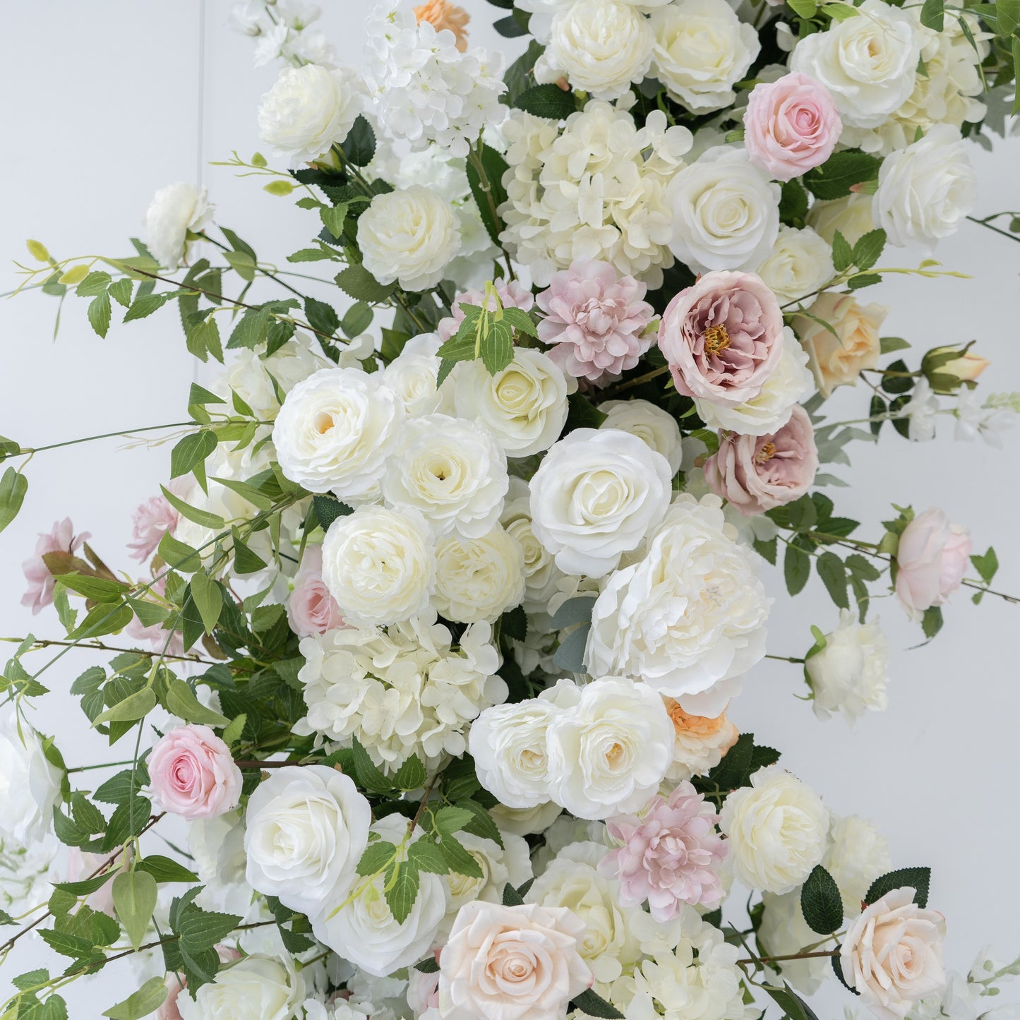 White & Pink Floral Horn Wedding Arch Set