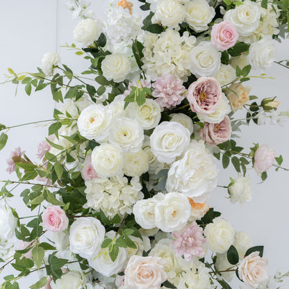 White & Pink Floral Horn Wedding Arch Set