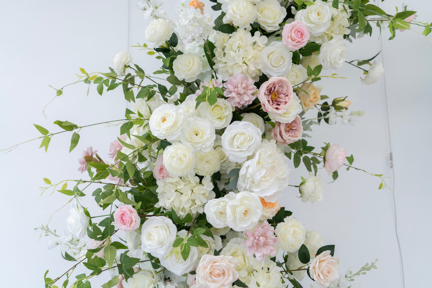White & Pink Floral Horn Wedding Arch Set