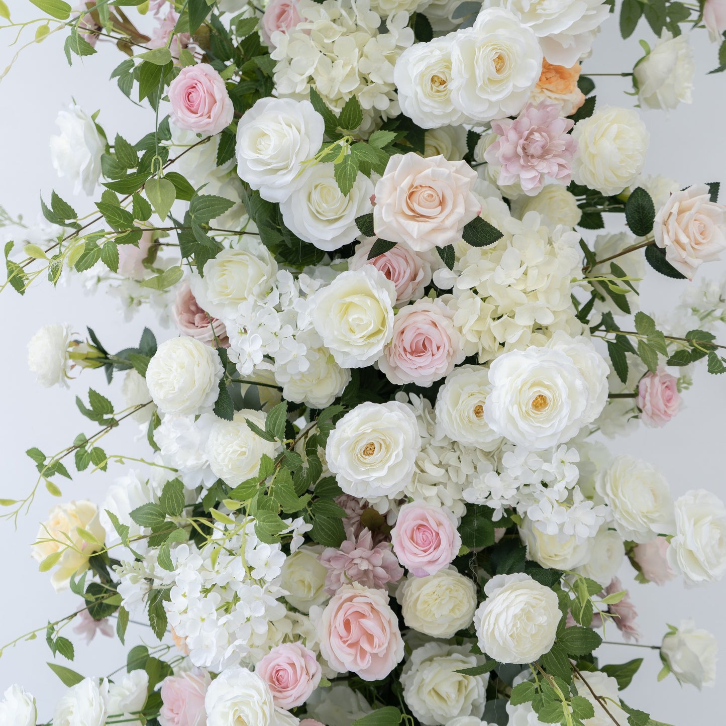 White & Pink Floral Horn Wedding Arch Set