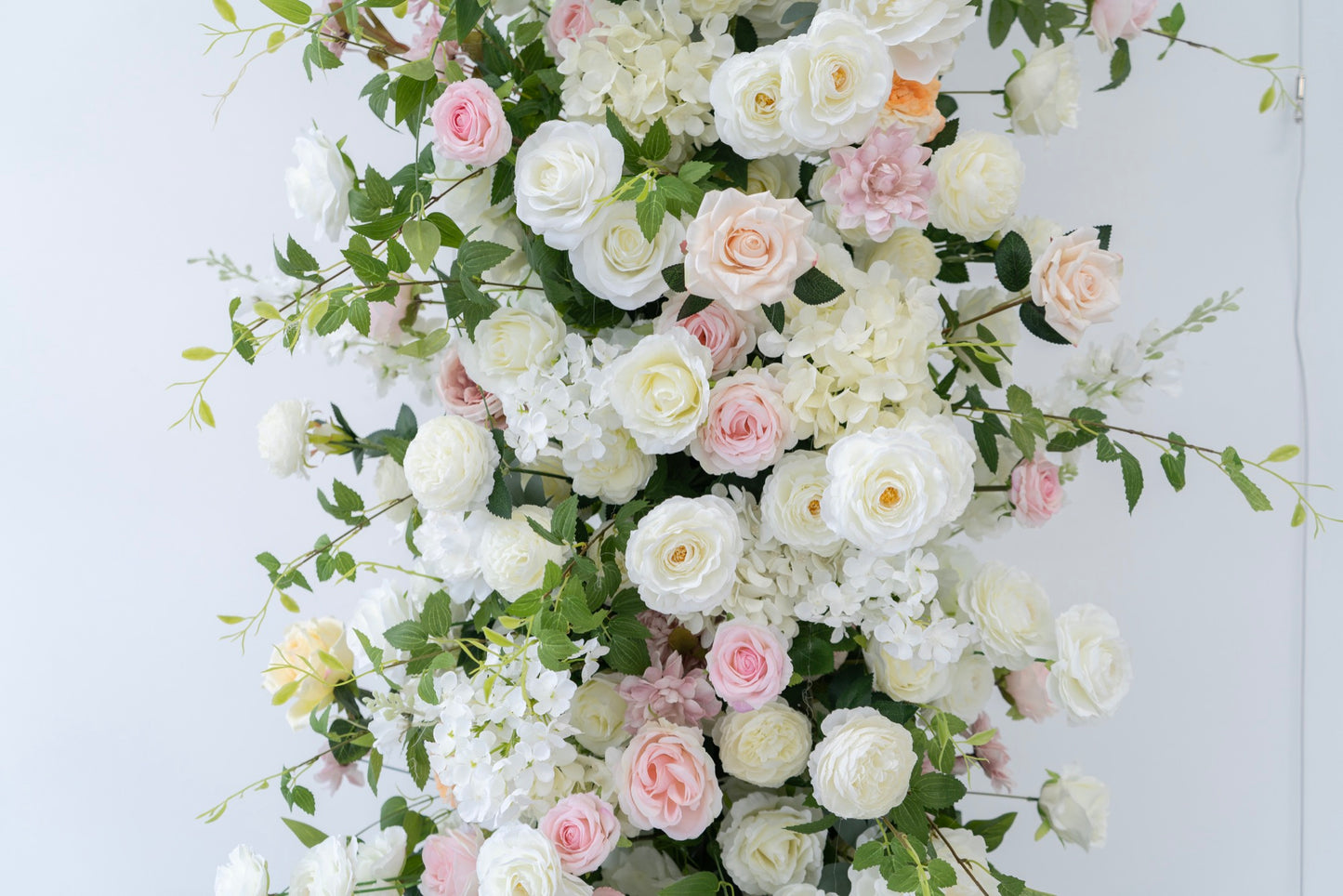 White & Pink Floral Horn Wedding Arch Set