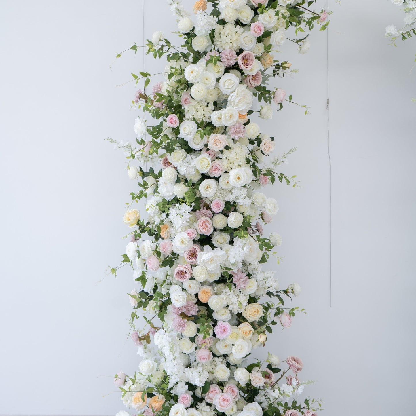 White & Pink Floral Horn Wedding Arch Set