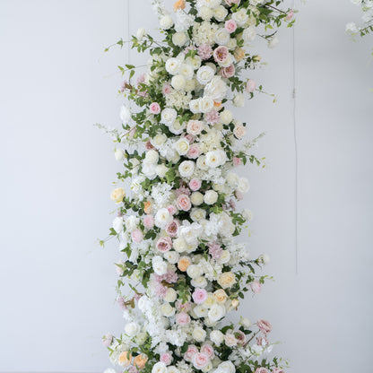 White & Pink Floral Horn Wedding Arch Set