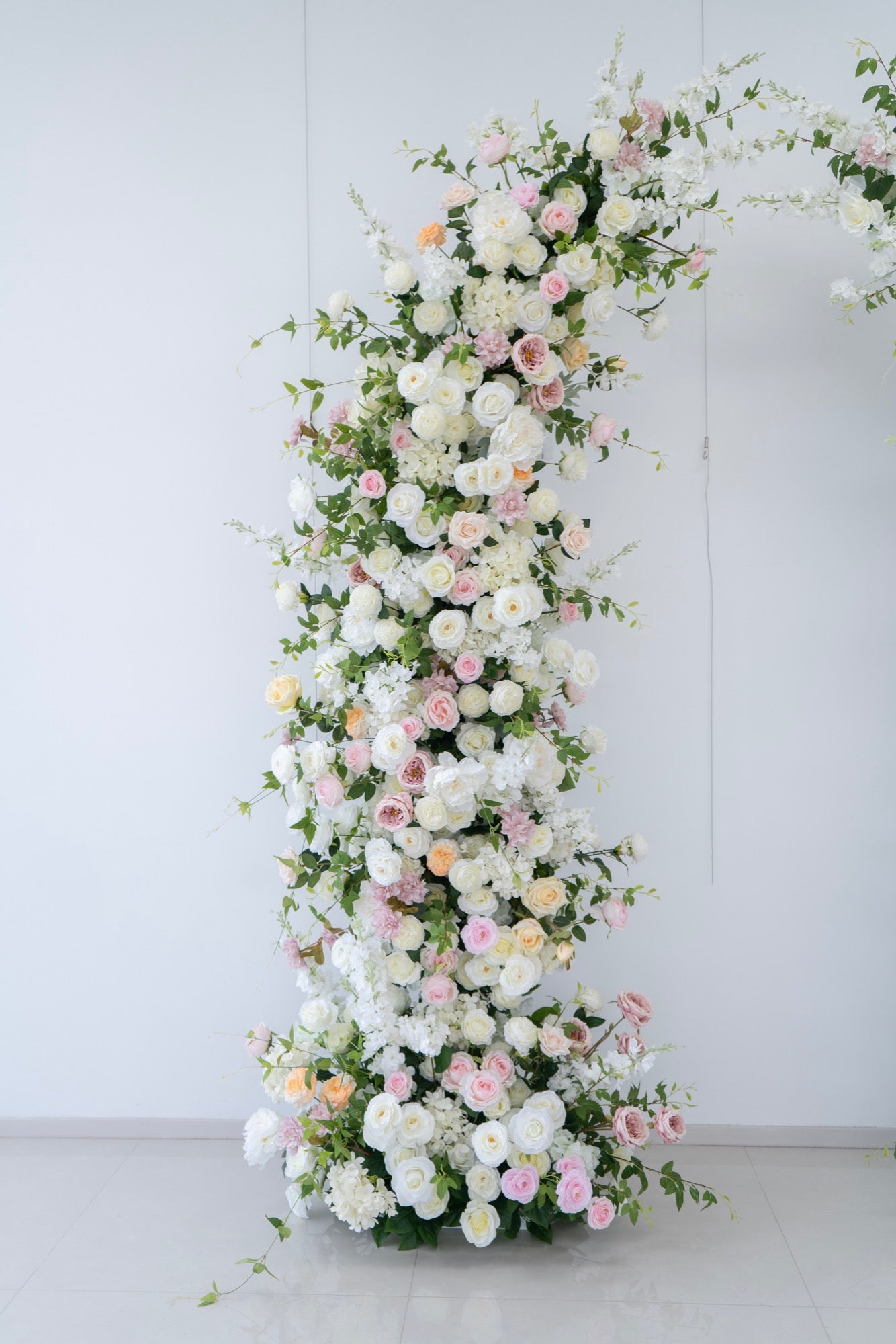 White & Pink Floral Horn Wedding Arch Set