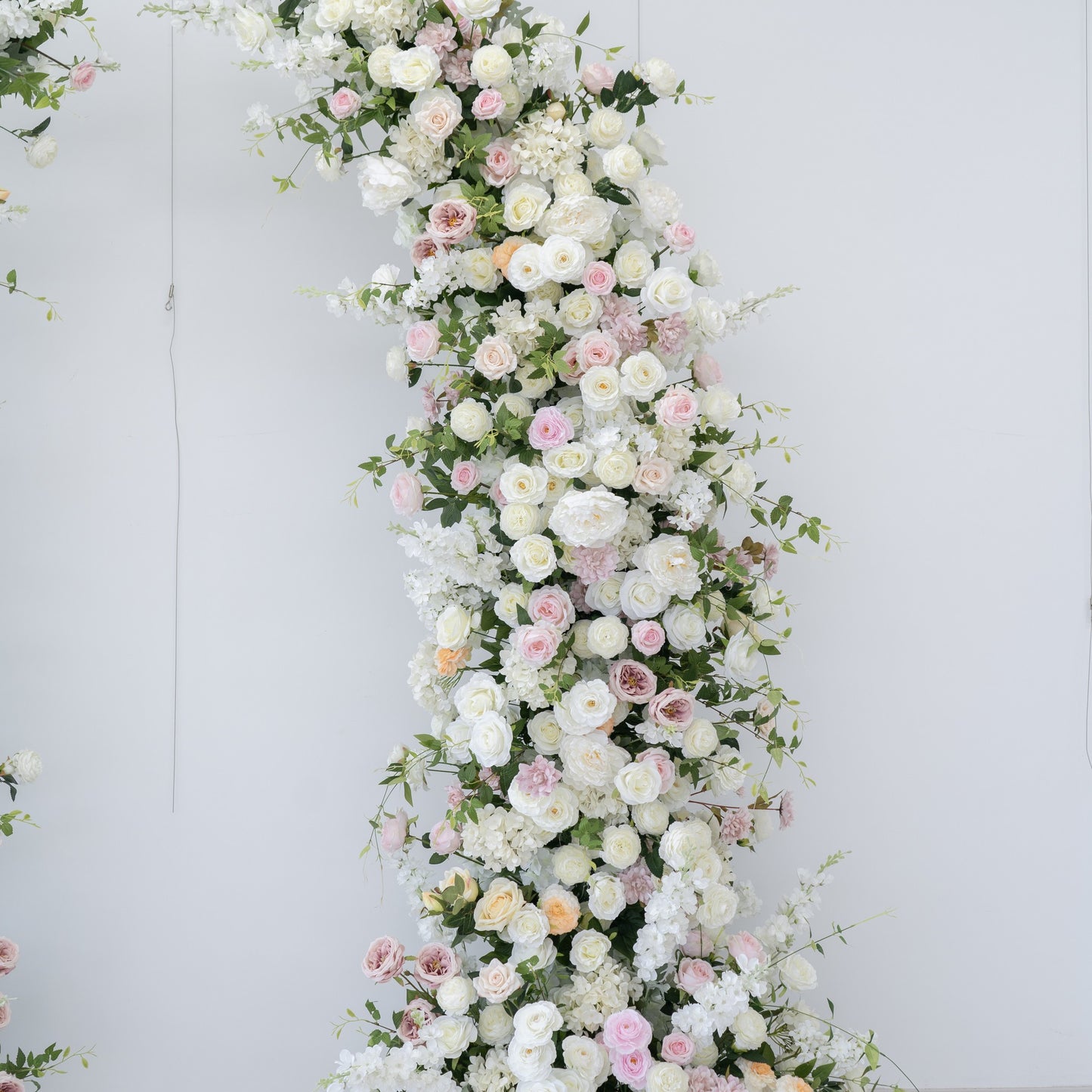 White & Pink Floral Horn Wedding Arch Set