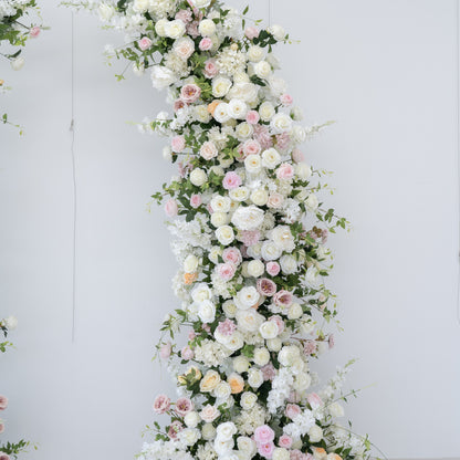 White & Pink Floral Horn Wedding Arch Set