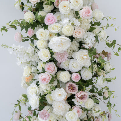 White & Pink Floral Horn Wedding Arch Set