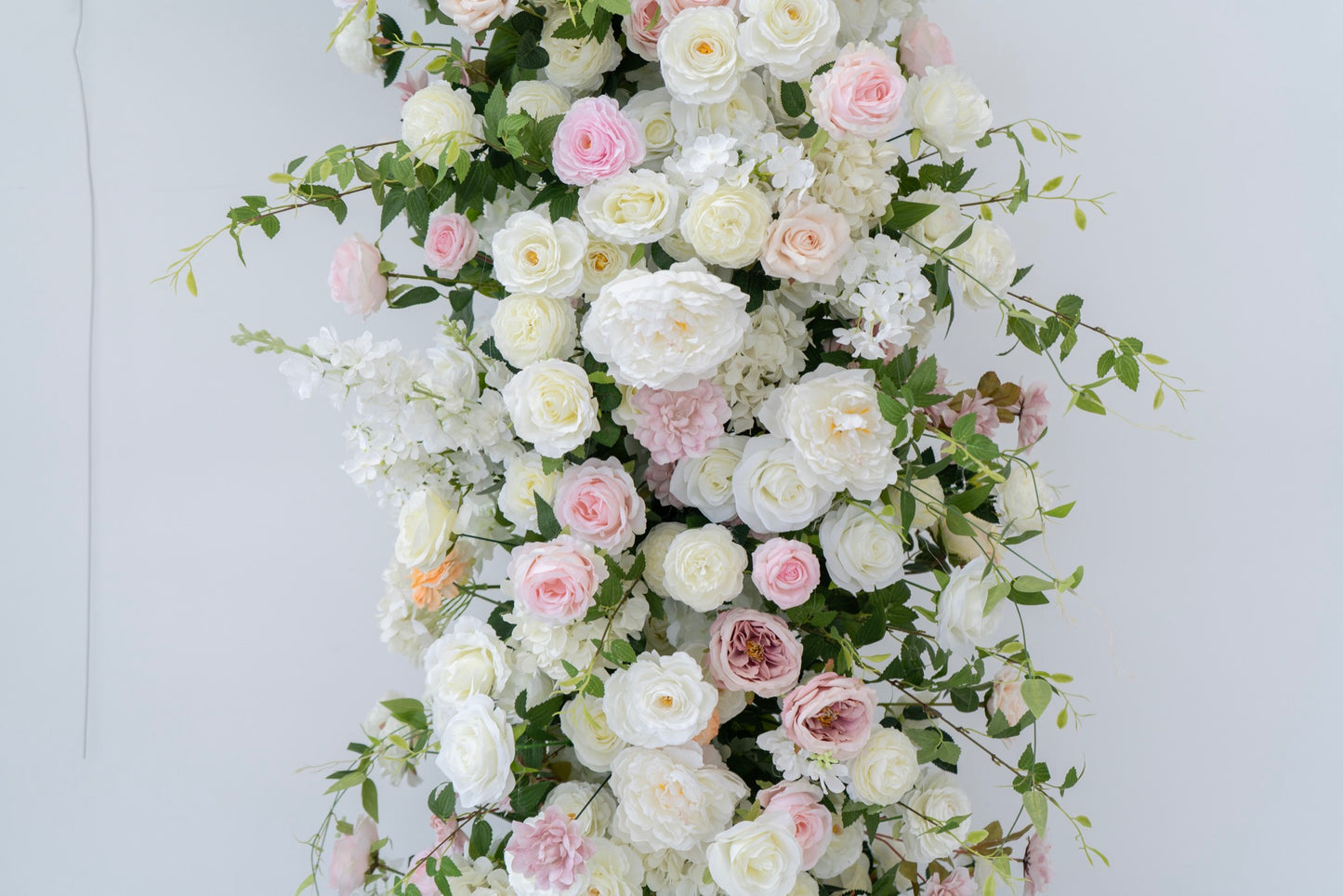 White & Pink Floral Horn Wedding Arch Set