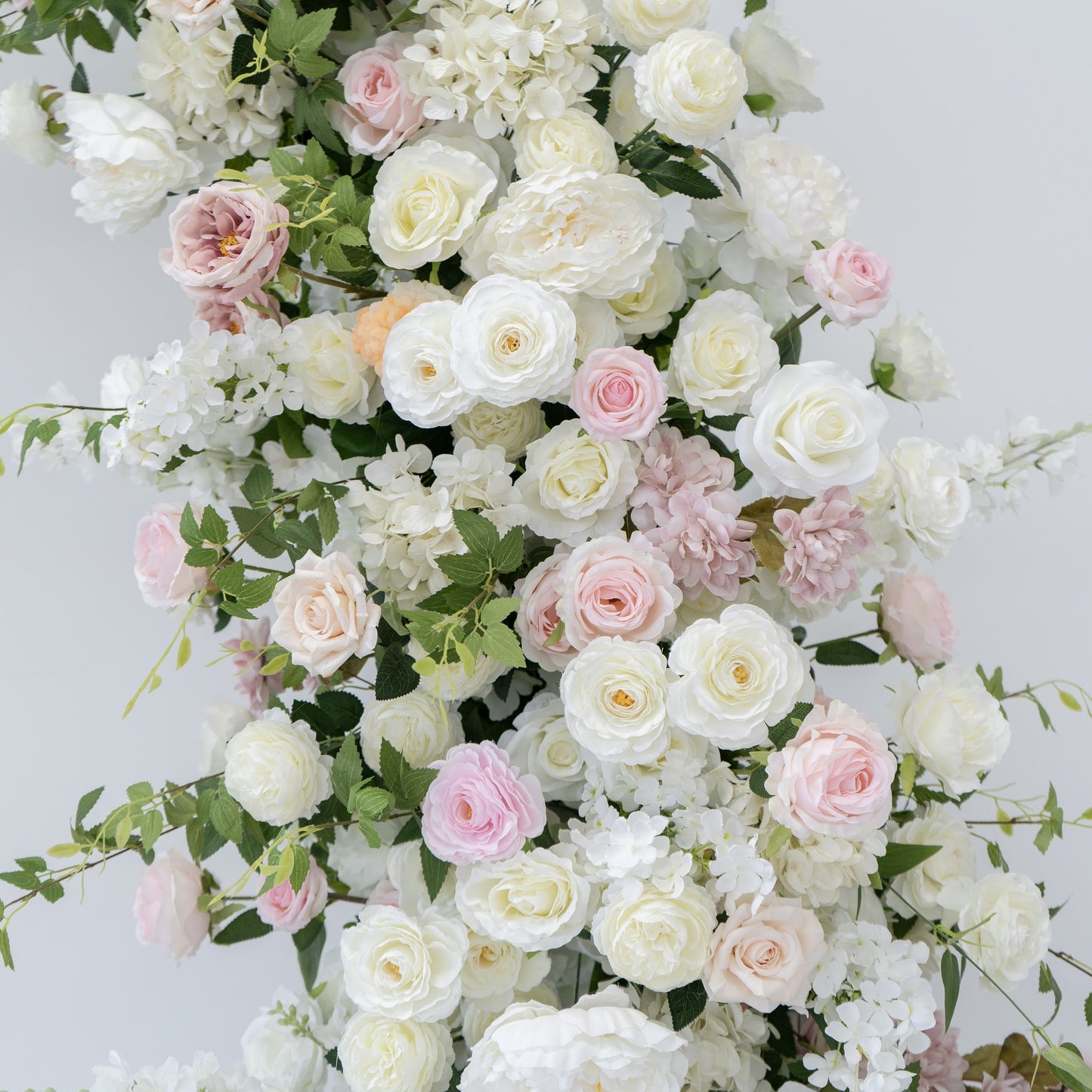 White & Pink Floral Horn Wedding Arch Set