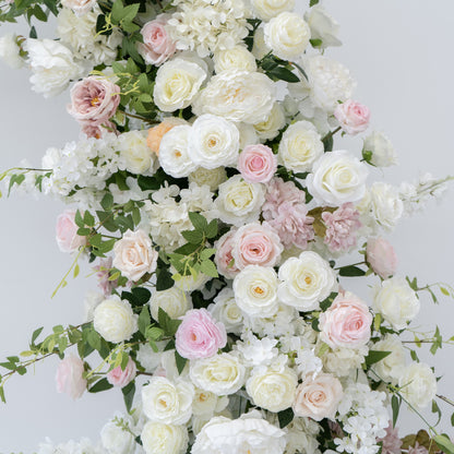 White & Pink Floral Horn Wedding Arch Set