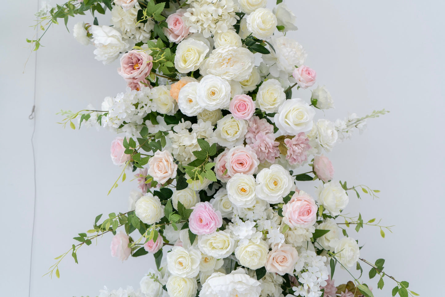 White & Pink Floral Horn Wedding Arch Set