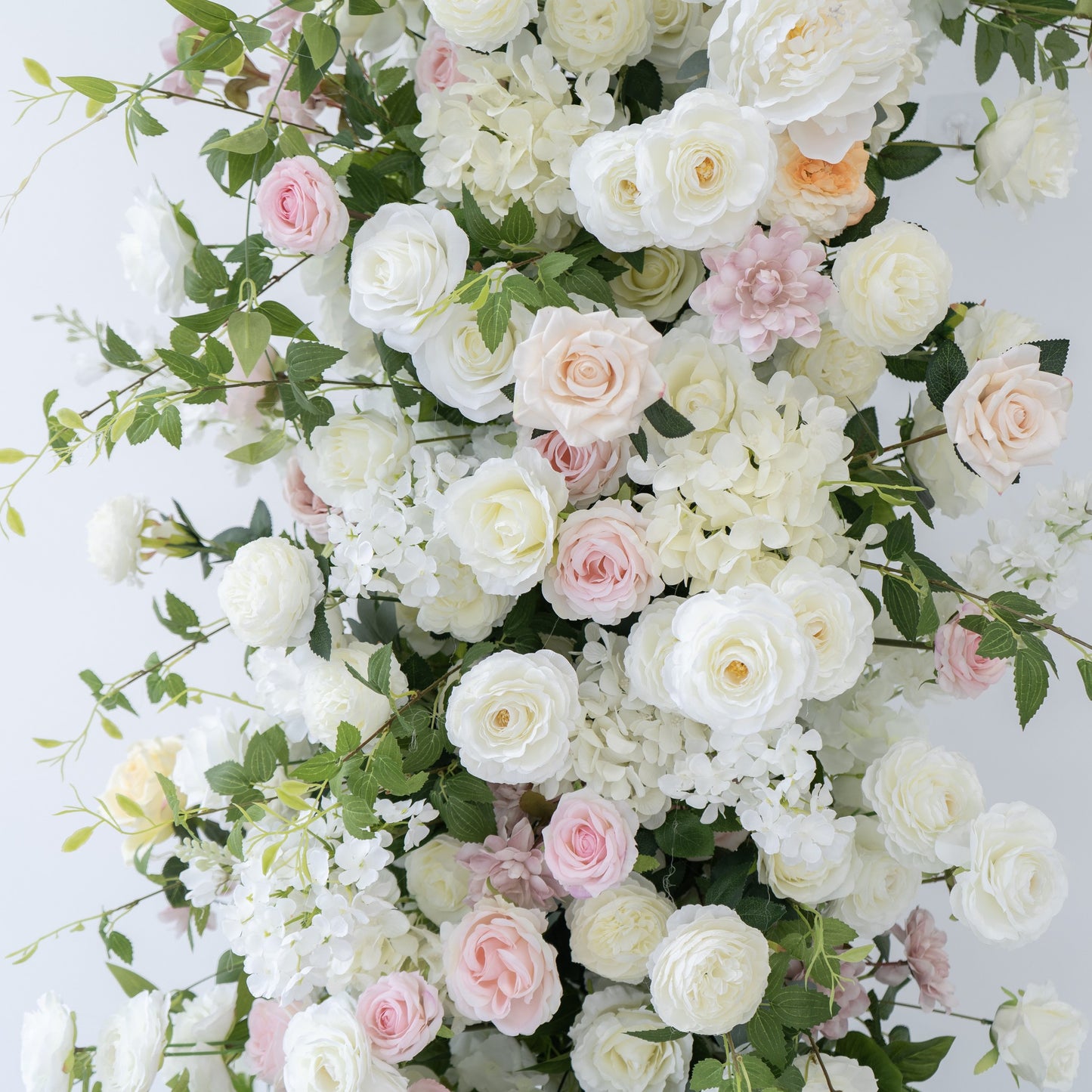 White & Pink Floral Horn Wedding Arch Set