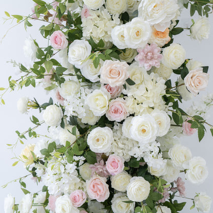 White & Pink Floral Horn Wedding Arch Set