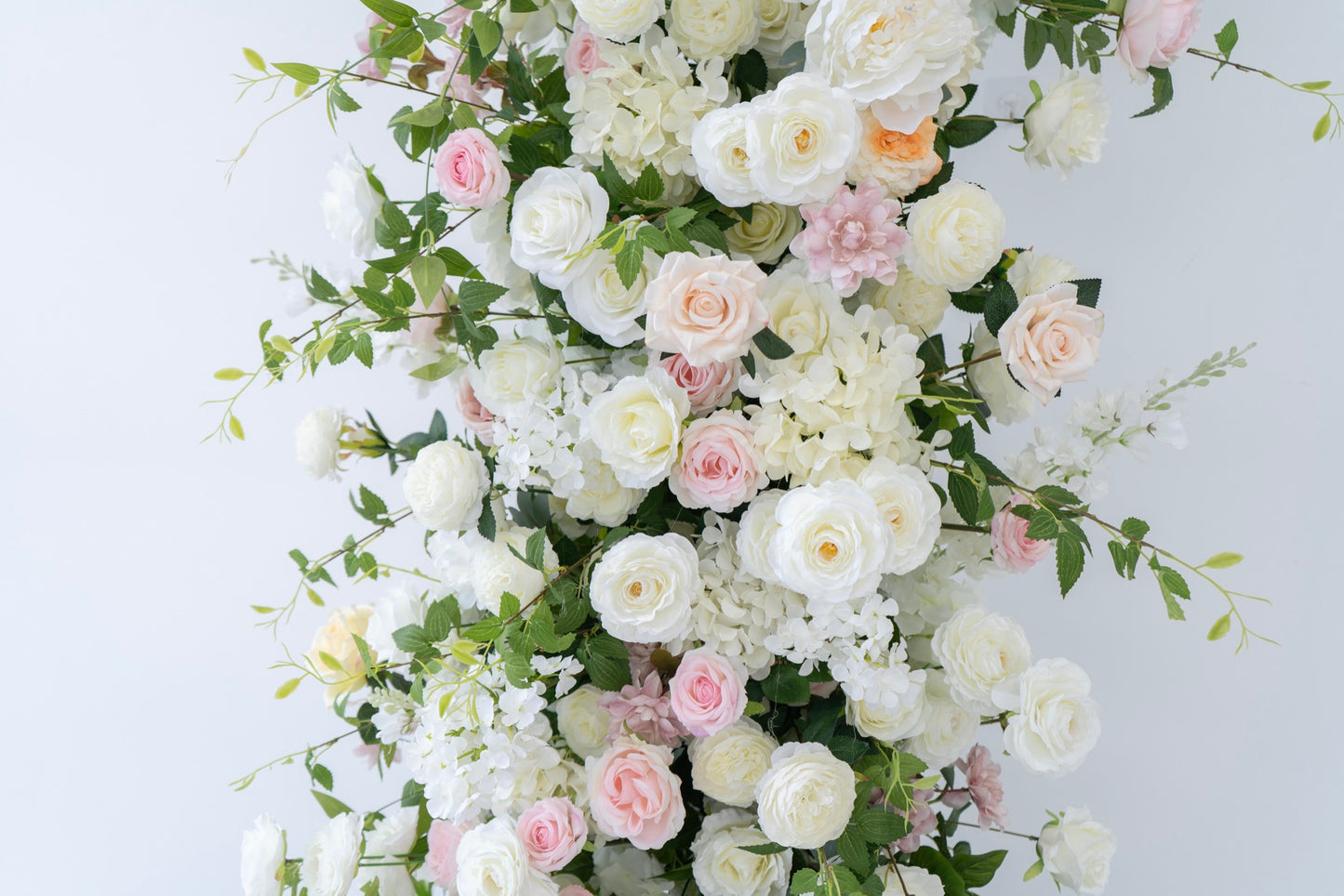 White & Pink Floral Horn Wedding Arch Set