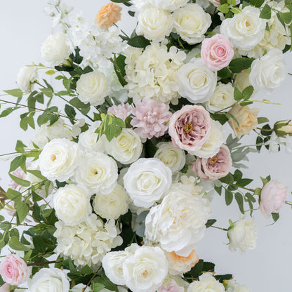 White & Pink Floral Horn Wedding Arch Set