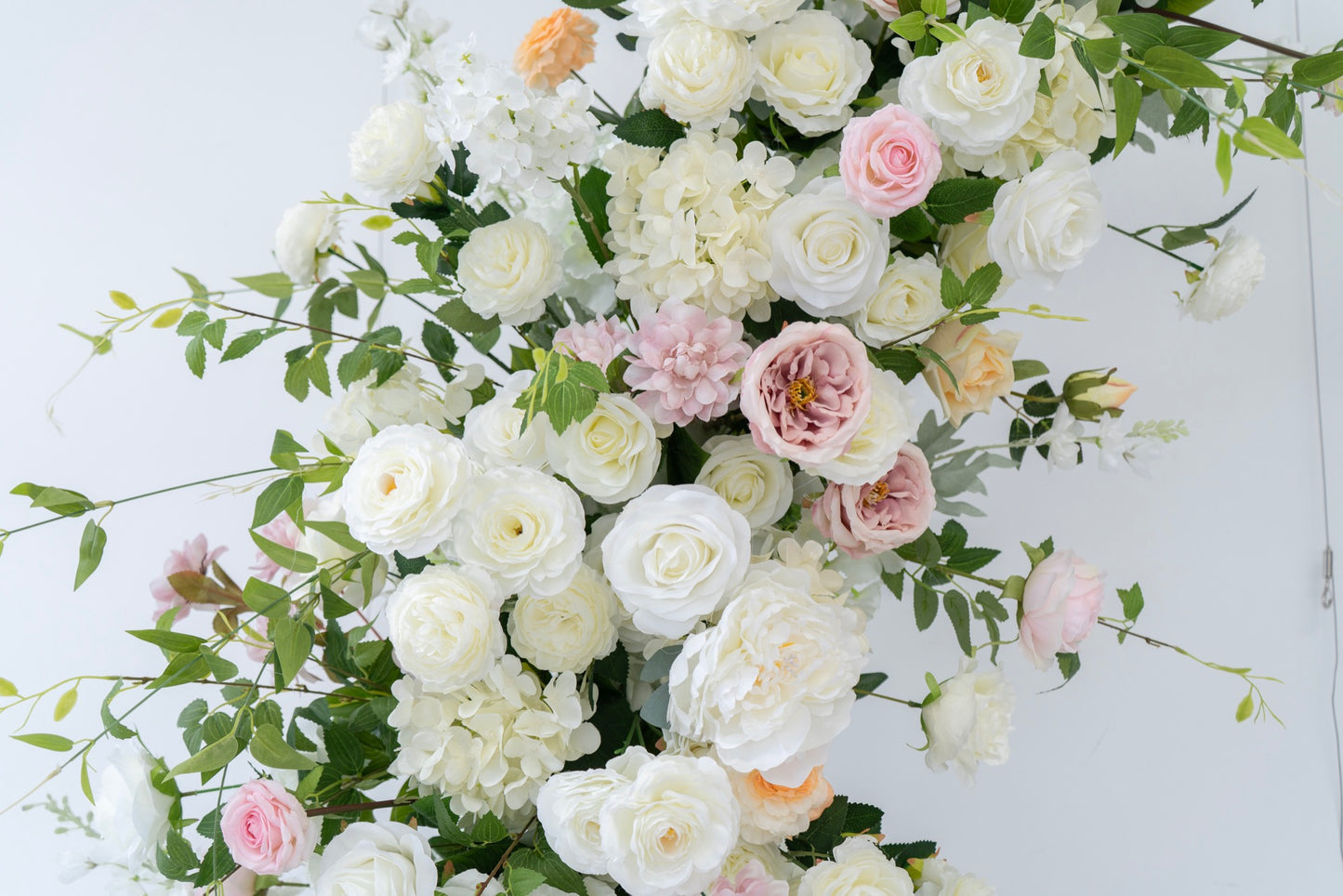 White & Pink Floral Horn Wedding Arch Set