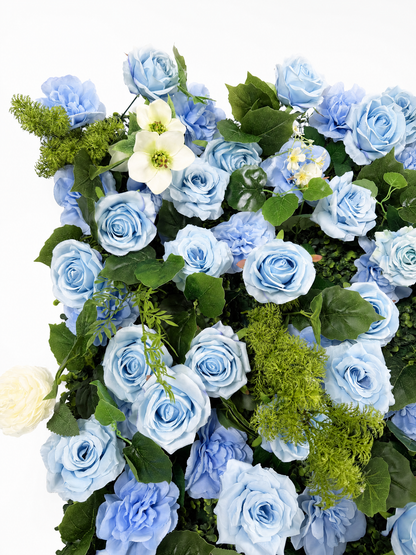 Blue Rose Flower Wall Backdrop – 3D Artificial Floral Wall for Weddings & Events