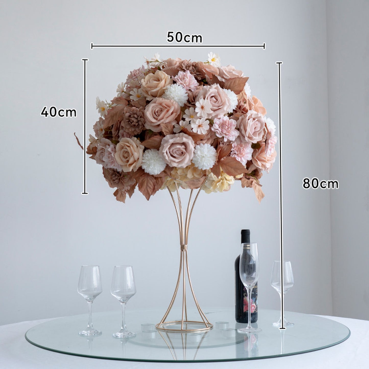 Champagne Floral Centerpiece – Wedding Table Decor
