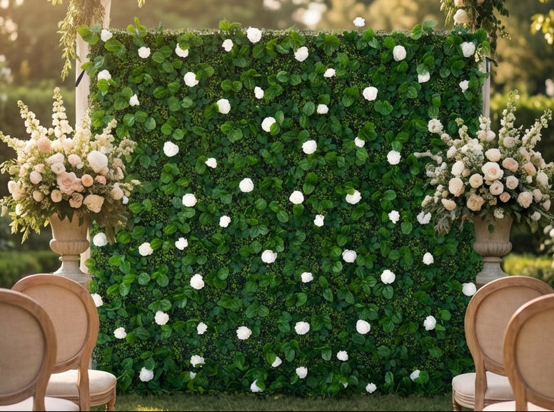 Sfondo floreale 8x8 con rose bianche – Decorazioni modulari per matrimoni ed eventi