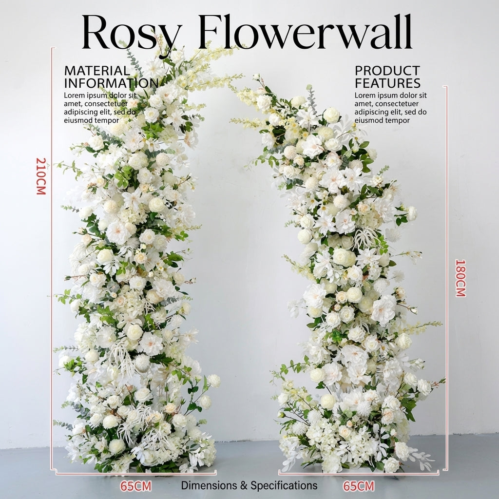 2-Piece Adjustable White Floral Wedding Arch Set (6–7 ft) – Easy DIY Backdrop