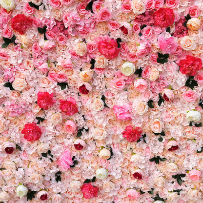 Rosy 3D Pink Gradient Rose Roller Curtain Flower Wall Wedding Event Background Decoration