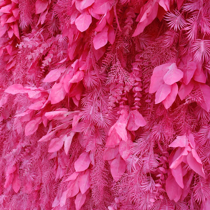 Rosy Hot Pink Feathered Leaf Wall – 3D Faux Floral Backdrop for Events & Weddings