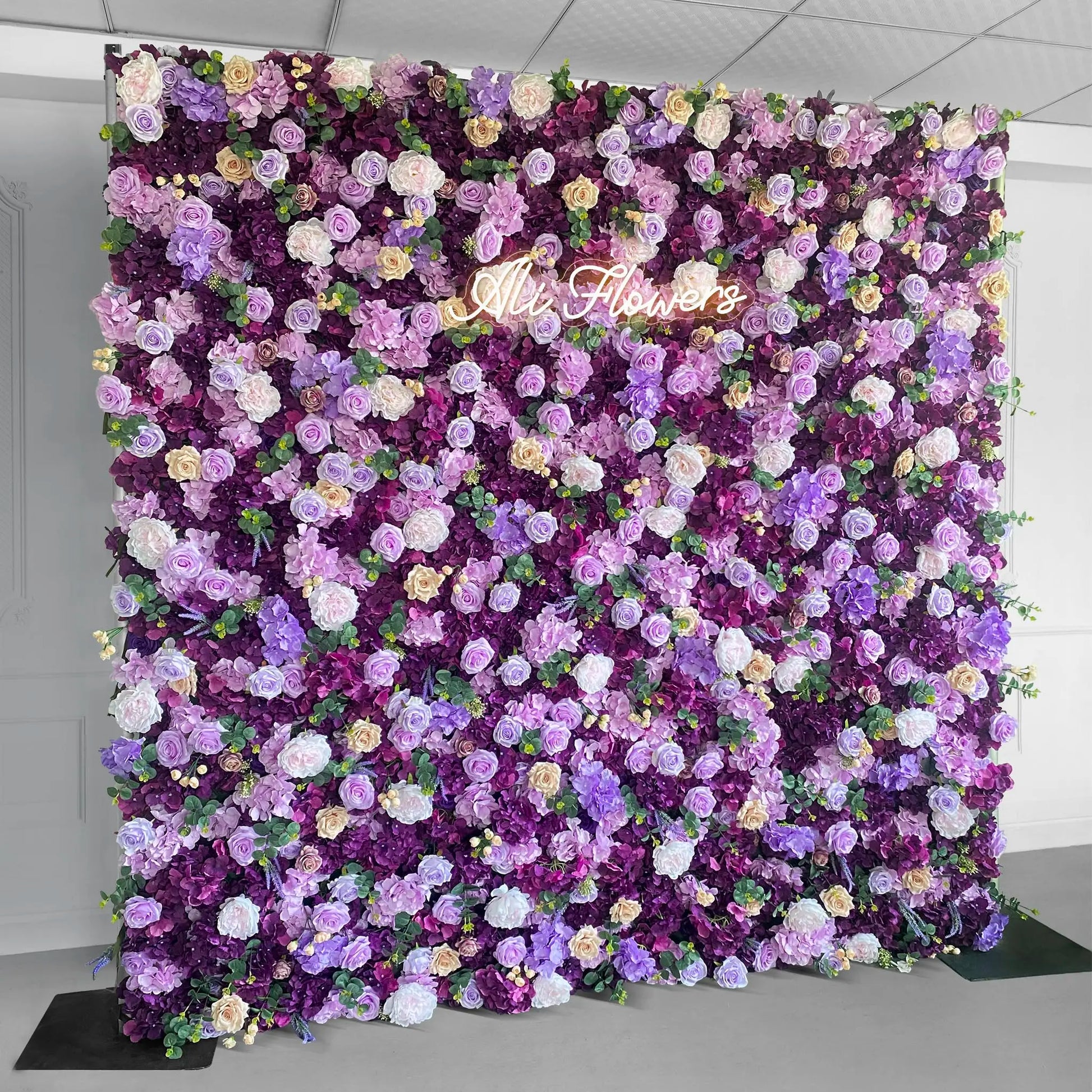 Rosy Purple Rose Hydrangea 5D Roller Curtain Flower Wall Event Party Background